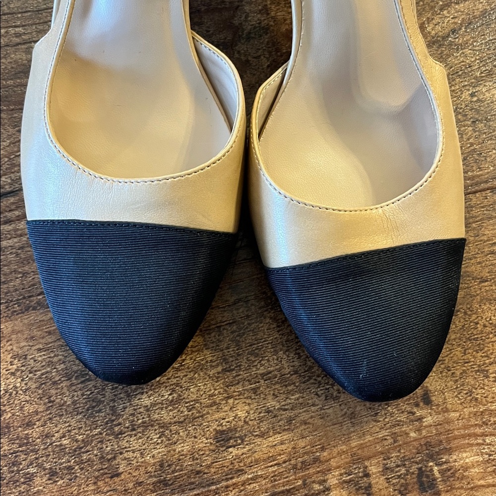 Cap Toe Slingback Color Blocked Kitten Heels - Picture 4 of 5